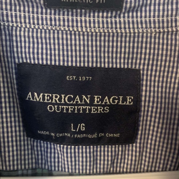 American eagle men’s button down blue green white size large - Picture 2 of 3